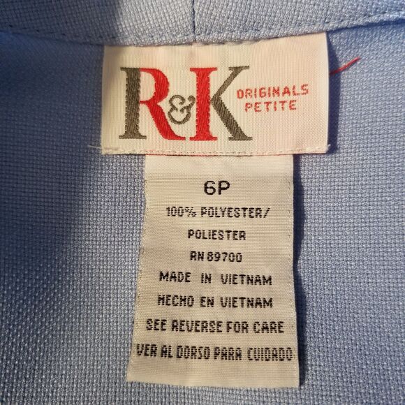 R&K Originals Size 6P Navy/Bluebell Padded Shoulder Embroidered Blazer Jacket - Picture 8 of 9